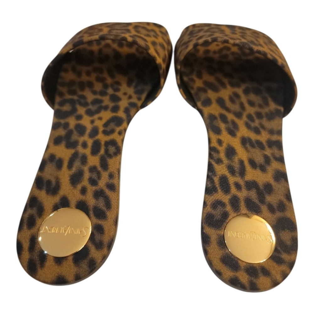 NWT $800 SAINT LAURENT Carlyle Slides in Leopard Grosgrain 8 B / 38 EU - Picture 7 of 13